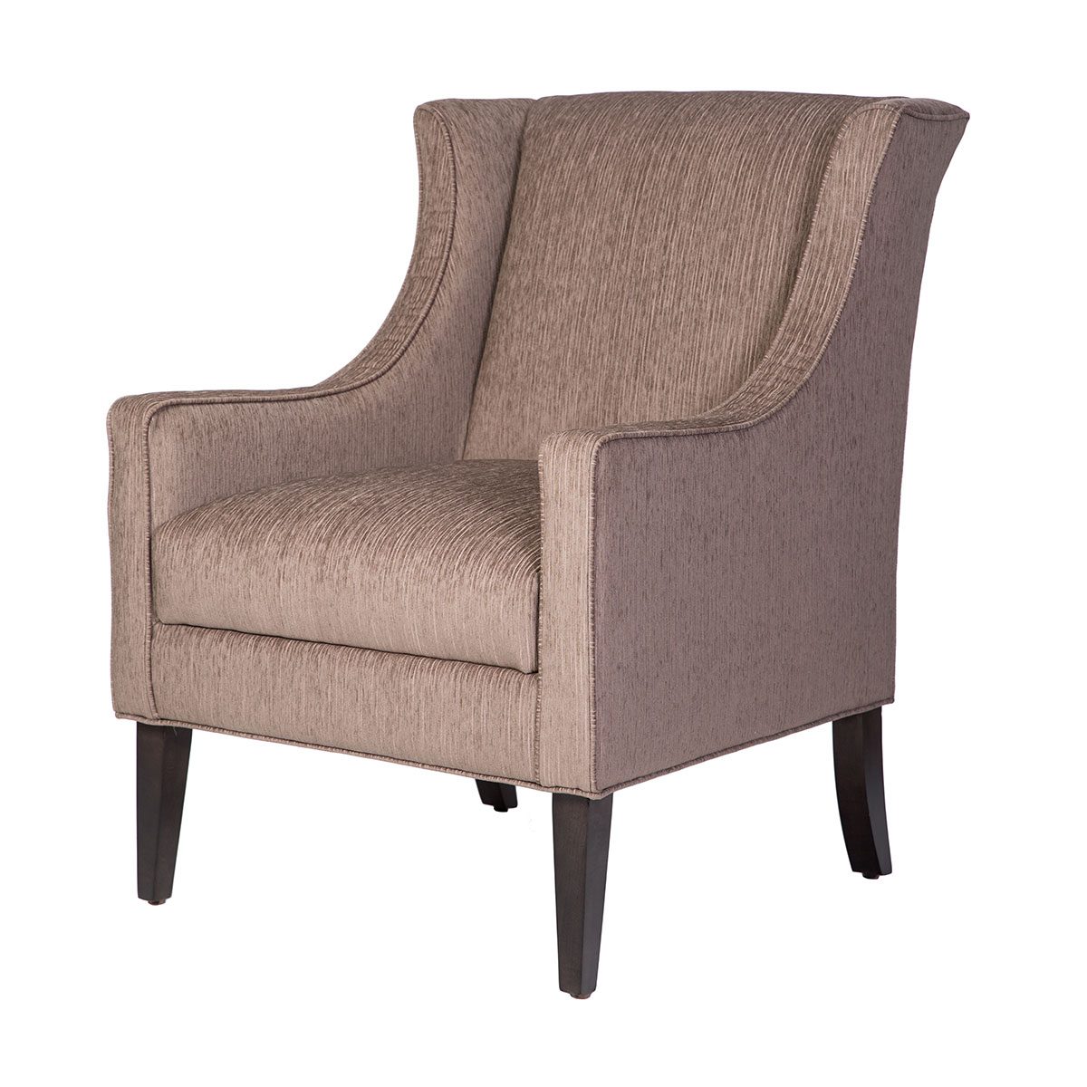 Akin model 4036 wingback lounge chair in a taupe striated fabric.